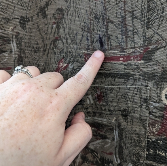 Vintage Eddie Bauer Canvas Hunter Western Pioneer Print Button Down Shirt - Picture 12 of 14